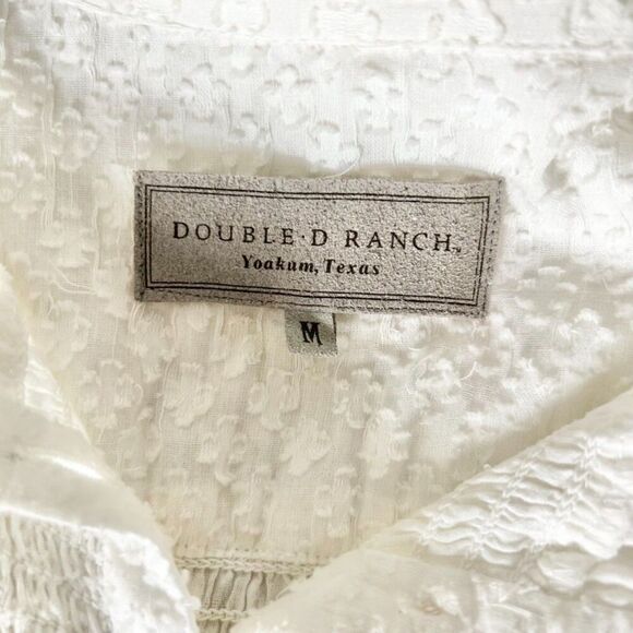 Double D Ranch 100% Cotton Smocked Mini Dress in White Size Medium - Picture 5 of 6